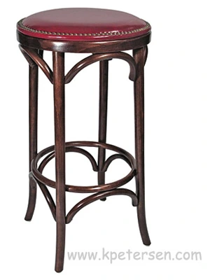 Bentwood Pub Stool Nail Trimmed Upholstered Seat
