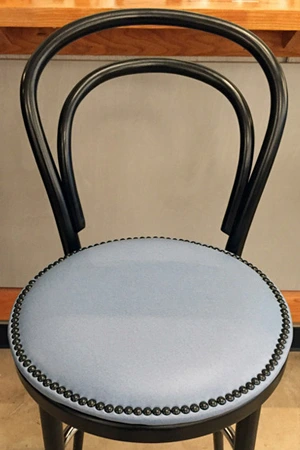 Thonet Style Bentwood Bar Stool Upholstered Nail Trim Seat Detail