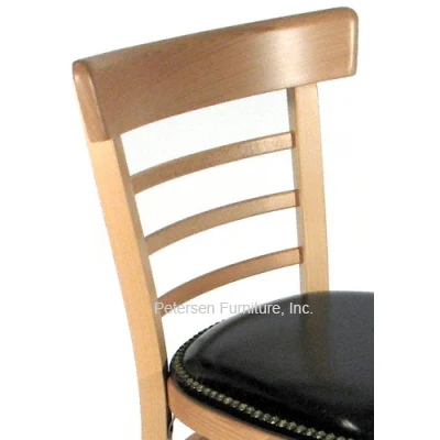 Bentwood Ladderback Restaurant Chair with Nail Trim Upholstered Seat Detail