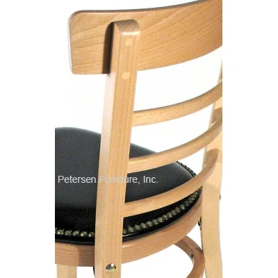 Bentwood Ladderback Restaurant Chair with Nail Trim Upholstered Seat Rear View Detail