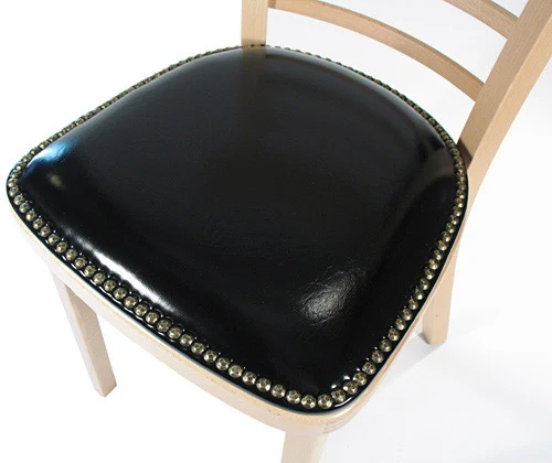 Nail Trim Upholstered Seat Detail Bentwood Ladderback Restaurant Chair