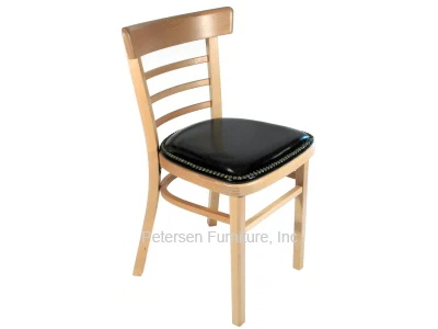 Bentwood Ladderback Restaurant Chair with Nail Trim Upholstered Seat