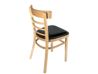 Bentwood Ladderback Restaurant Chair with Nail Trim Upholstered Seat Rear View