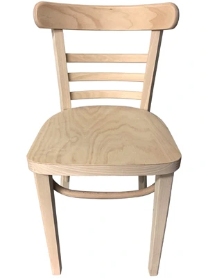 Bentwood Ladderback Restaurant Chair Raw, Unfinished Option Front View