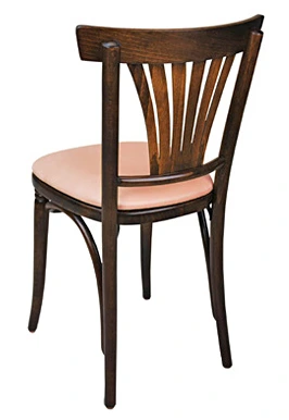 Upholstered Bentwood Fan Back Cafe Side Chair Rear View