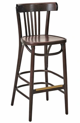 Steam Bent Wood Bistro Bar Stool Nail Trimmed Upholstered Seat