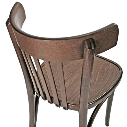 Bistro Chair Bentwood Style, Veneer Seat Walnut Stain Rear View Detail