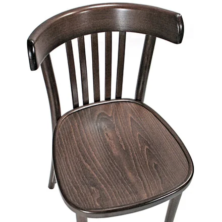 Bistro Chair Bentwood Style, Veneer Seat Walnut Stain Front Seat and Backrest View
