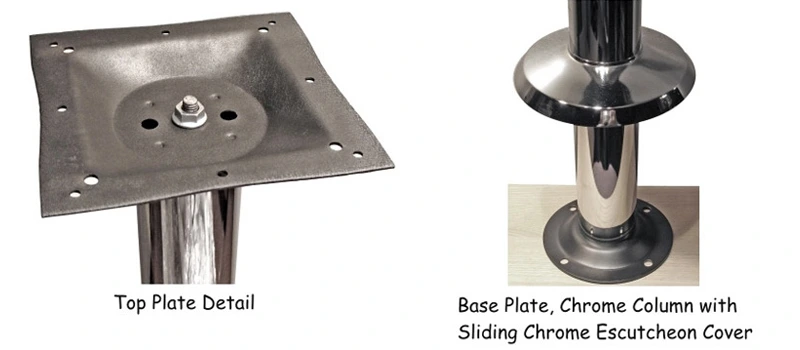 Economy Chrome Bolt Down Table Base Top Plate and Escutcheon Cover Detail