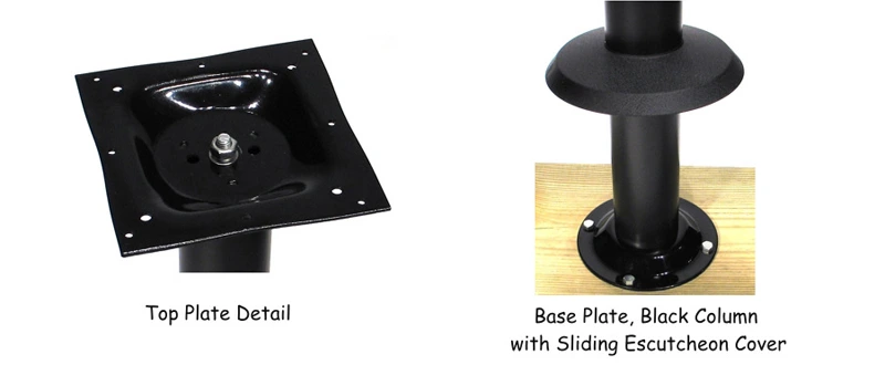 Economy Bolt Down Table Base Top Plate and Escutcheon Cover Detail