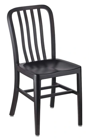 Brushed Aluminum Restaurant Chair Front View Black Finish