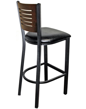 Economy Steel with Wood Slot Back Bar Stool Rear View