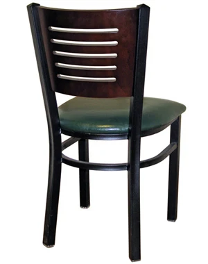 Economy Steel with Wood Slot Back Restaurant Chair Rear View