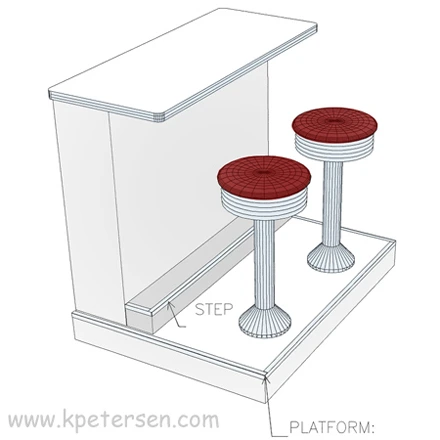 Counter Stools On Platform With Built In Step
