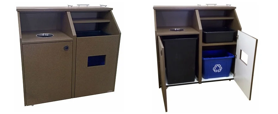 Top Drop Style Waste Receptacle Bussing Station Combination Cabinet