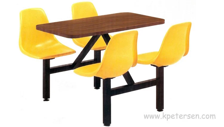 Fiberglass Shell Seat Cafeteria Four Seat Rectangular Cluster Seating Unit