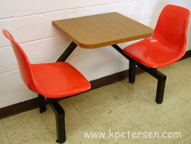 Fiberglass Shell Seat Cafeteria Two Seat
            Rectangular Cluster Seating Unit Installation