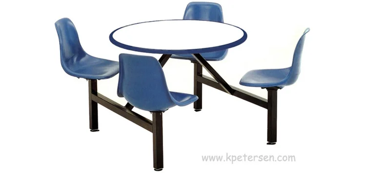 Fiberglass Shell Seat Cafeteria Four Seat Round Cluster Seating Unit