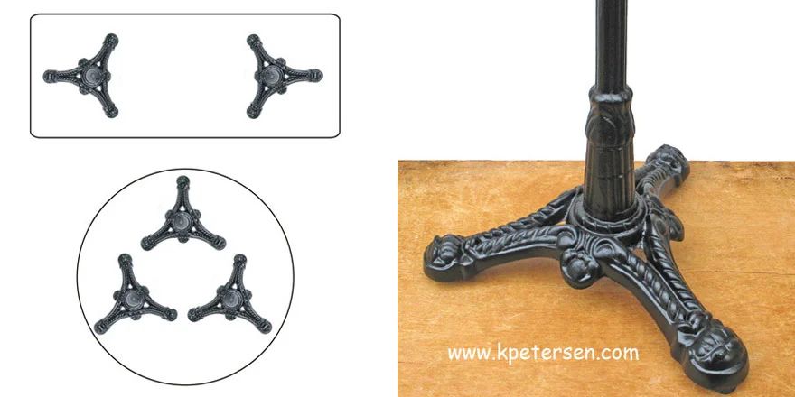 Ornate Cast Iron Tripod Table Base Dimensions Detail 2