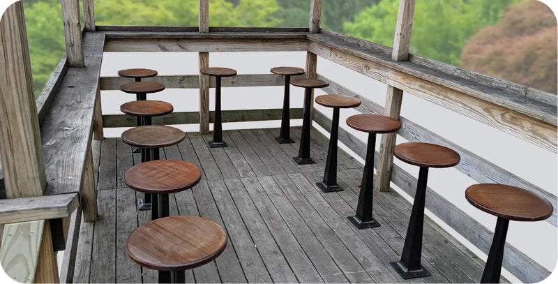 Lucky Wood Seat Bolt Down Soda Fountain Counter Stools