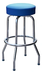 QUICKSHIP Economy Chrome Bar Stool Blue Vinyl