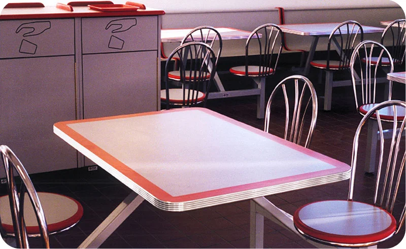 Chrome Edge Table Cafeteria Seating.