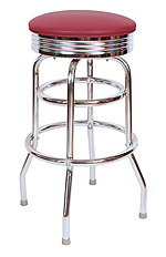 QUICKSHIP 1950's Chrome Ring Budget Bar Stool Black Vinyl