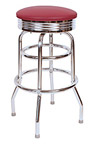 QUICKSHIP 1950's Chrome Ring Budget Bar Stool Wine Vinyl