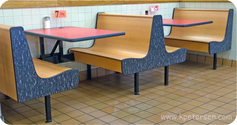 Restaurant Booths Curved Laminated Plastic Seats with Laminated Plastic End Panels Installation