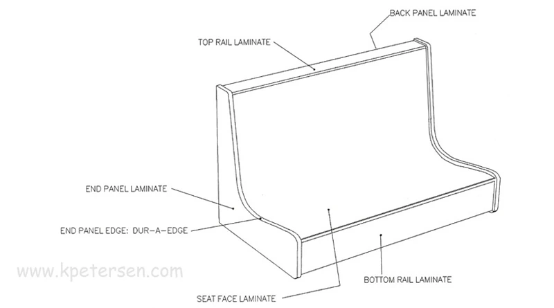 ColorCourt Laminated Plastic Restaurant Booth Seat Detail Drawing