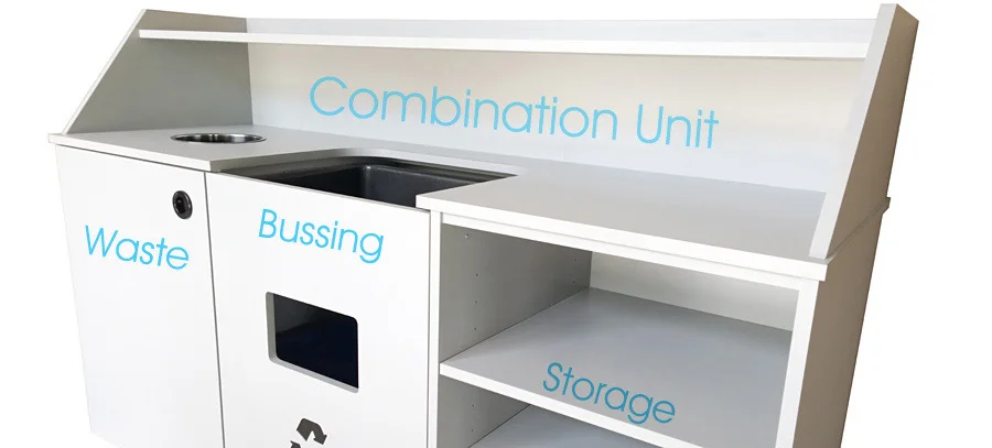 Economy Top Drop Waste Receptacle, Bussing Station, Storage Cabinet Banner