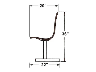 Laminated Plastic Contour Waiting Bench Elevation Drawing