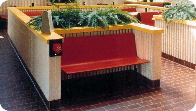 Laminated Plastic Contour Waiting Booth Seating Installation