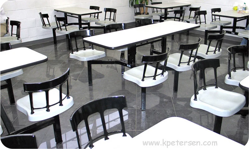 Heavy Duty Cast Aluminum Backrest Cafeteria Cluster Seating Installation