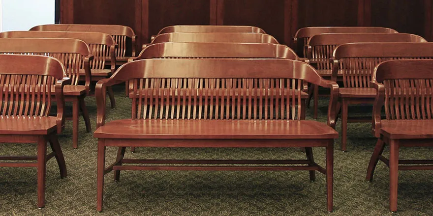 68 Inch Courthouse Bench Installation