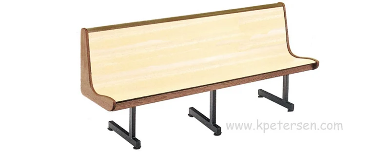 Curved Laminated Plastic Seat with Wood End Panels Restaurant Waiting Bench