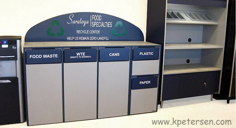 Custom Multiple Recycling Cabinet For Employee Cafeteria