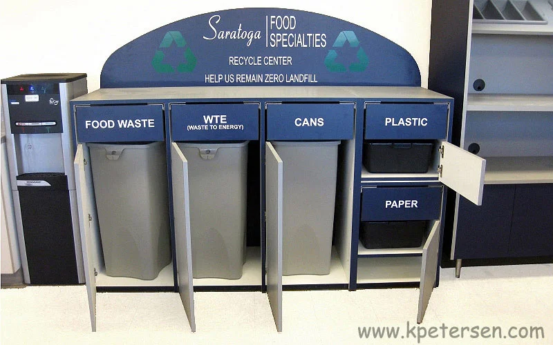Custom Multiple Recycling Cabinet For Employee Cafeteria Interior View