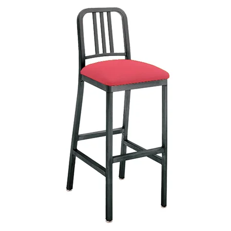 Decodina Aluminum Barstool Black Frame With Pink Upholstered Seat