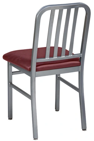 Deco Steel Restaurant Chair with Upholstered Seat Rear View