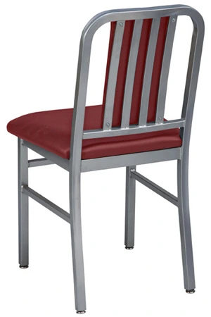 Deco Steel Restaurant Chair with Upholstered Seat Rear View