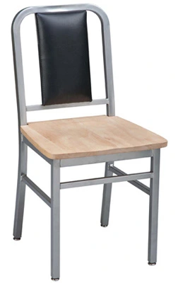 Deco Steel Restaurant Chair with Light Natural Wood Seat and Upholstered Back