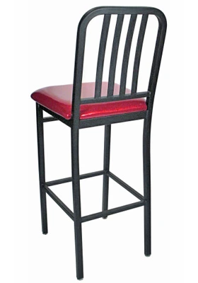 Deco Steel Bar Stool with Upholstered Seat Rear View