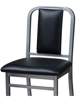 Deco Steel Bar Stool with Upholstered Seat and Back Front View