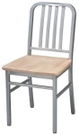 Deco Steel Restaurant Chair with Wood Seat