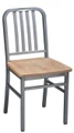 Deco Steel Restaurant Chair With Wood Seat
