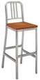 Art Deco Style Wood Seat Aluminum Bar Stool