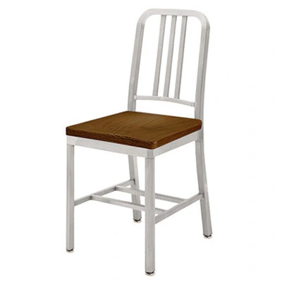 Deco Aluminum Chair With Stained Wood Veneer Seat