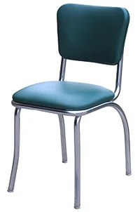 QUICKSHIP Standard Chrome Diner Chair Green Vinyl