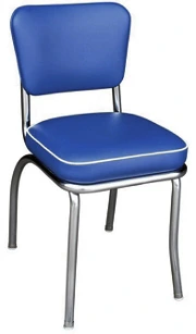 QUICKSHIP Deluxe Chrome Diner Chair Blue and White Vinyl